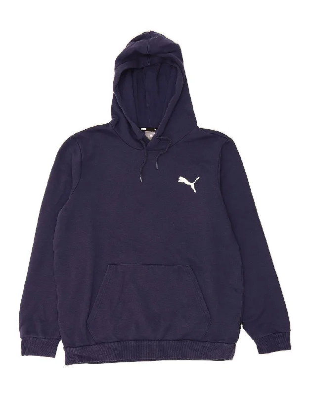The Best Prices PUMA Mens Hoodie Jumper Medium Navy Blue Cotton