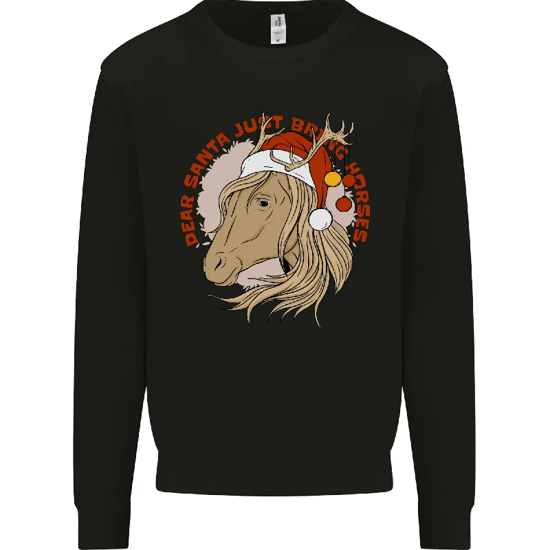 Bargain Bin Dear Santa Funny Equestrian Horse Christmas Mens Sweatshirt Jumper