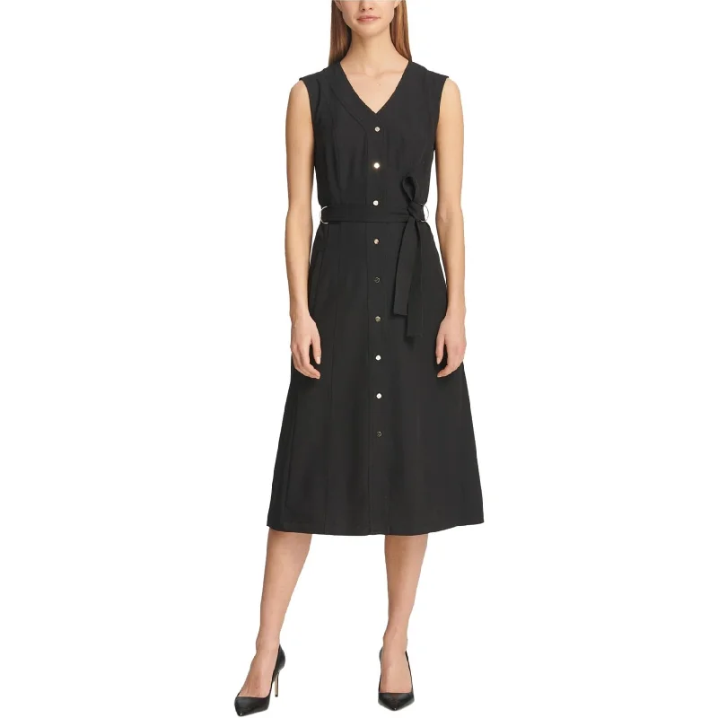 Super Deal flowy dressDKNY Womens Button Front Shirt Dress, Black, X-Small