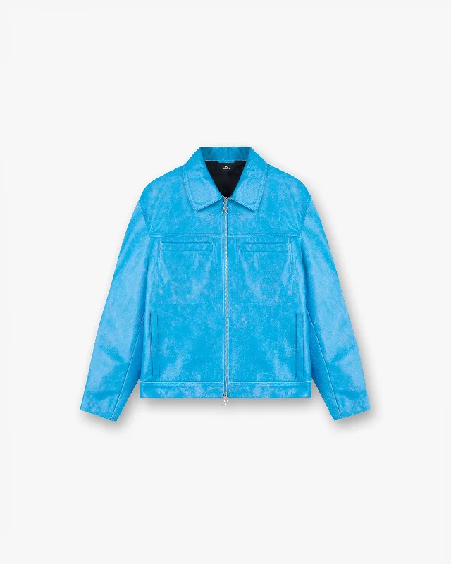 Super Sale graphic coatDistressed Leather Smart Jacket - Electric Blue