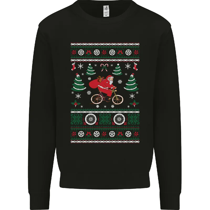 Deal Explosion Cycling Santa Claus Christmas Cyclist Mens Sweatshirt Jumper