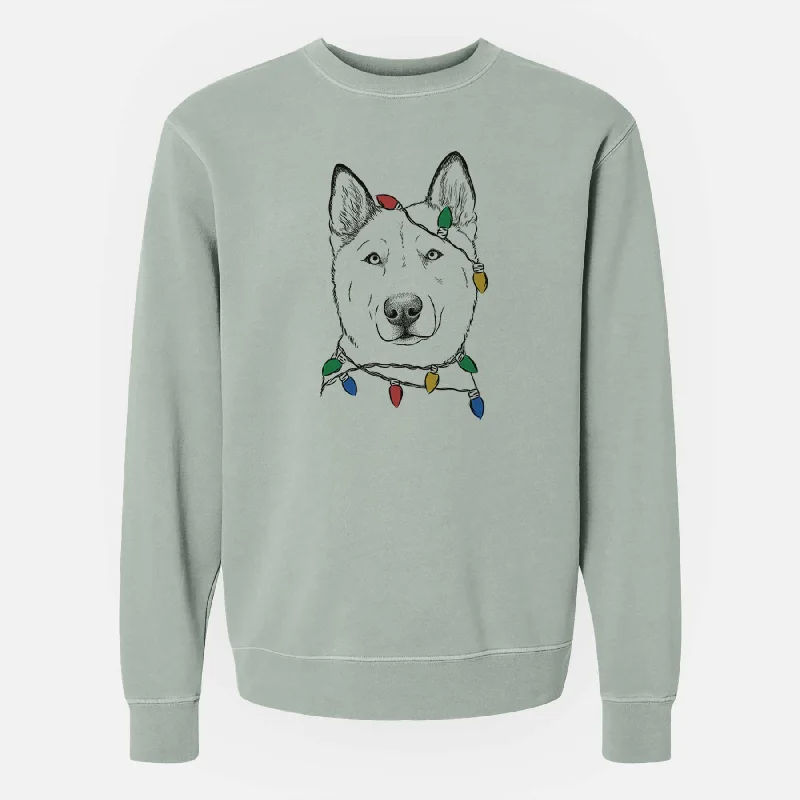 high-end athletic hoodieChristmas Lights London the Siberian Husky - Unisex Pigment Dyed Crew Sweatshirt