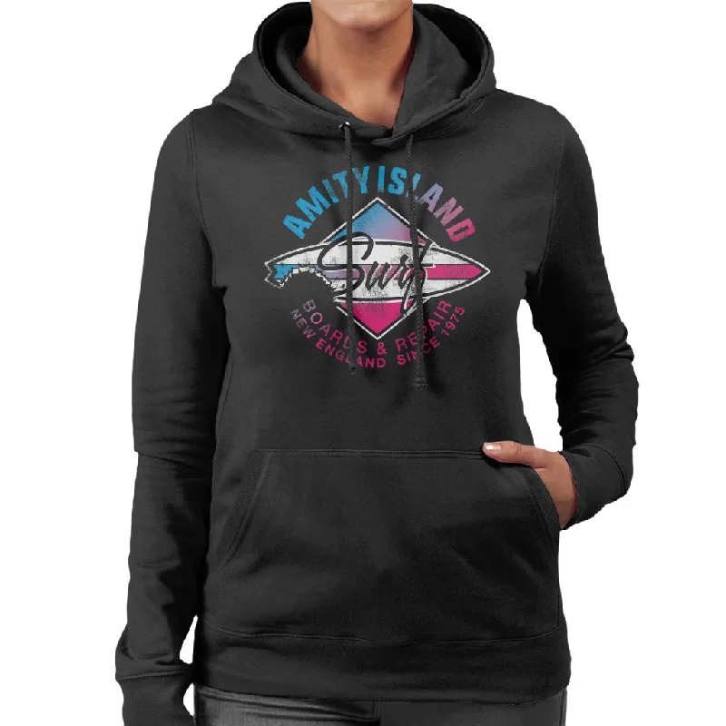 Bargain Prices zippered hoodieJaws Amity Island Surf Boards And Repair Women's Hooded Sweatshirt