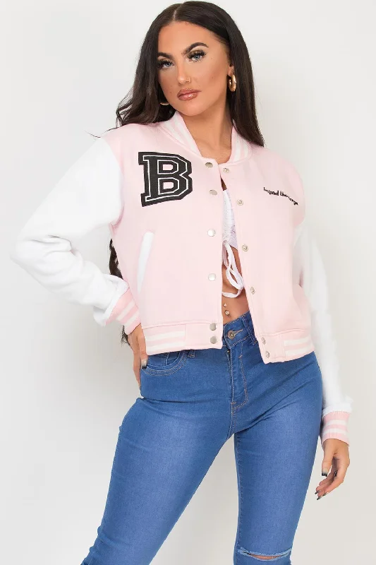 Final Markdown long coatVarsity Bomber Cropped Jacket With B Slogan