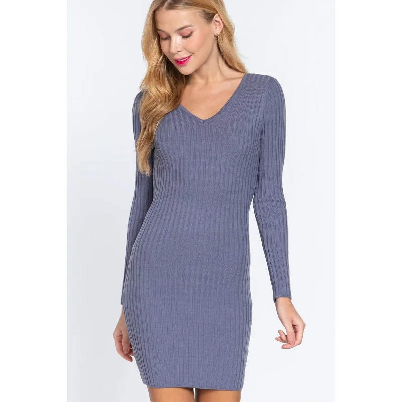 vintage dressLong Slv VNeck Sweater Mini Dress