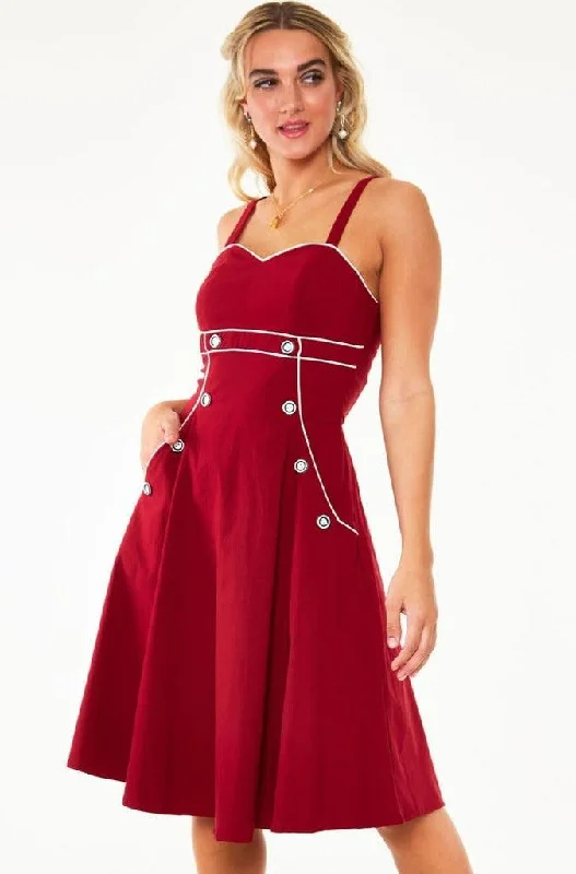 Warehouse Sale cocktail dressClaudia Nautical Flared Dress