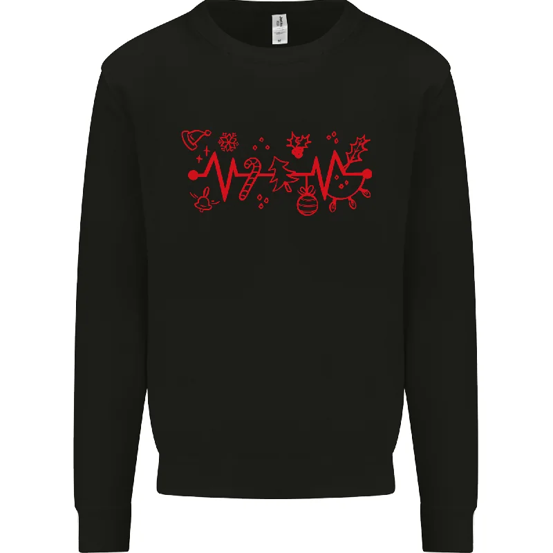 New Arrival Christmas ECG Xmas Heartbeat Love Heart Mens Sweatshirt Jumper
