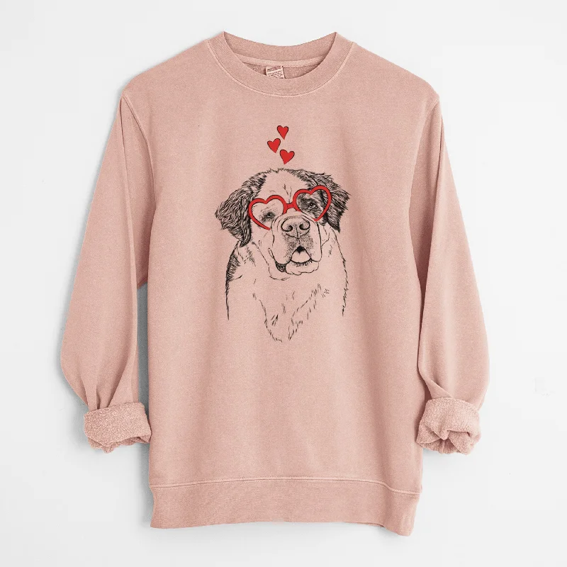 Savings Alert Valentine Hook the Saint Bernard - Unisex Pigment Dyed Crew Sweatshirt