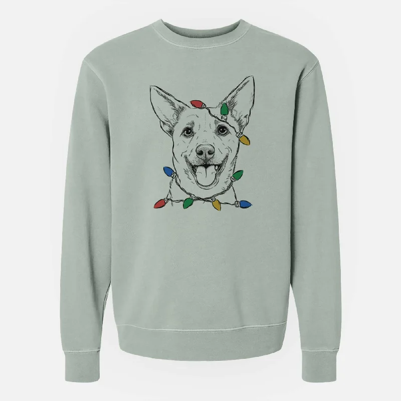 Limited Edition warm athletic hoodieChristmas Lights Dinghy the Mixed Breed - Unisex Pigment Dyed Crew Sweatshirt