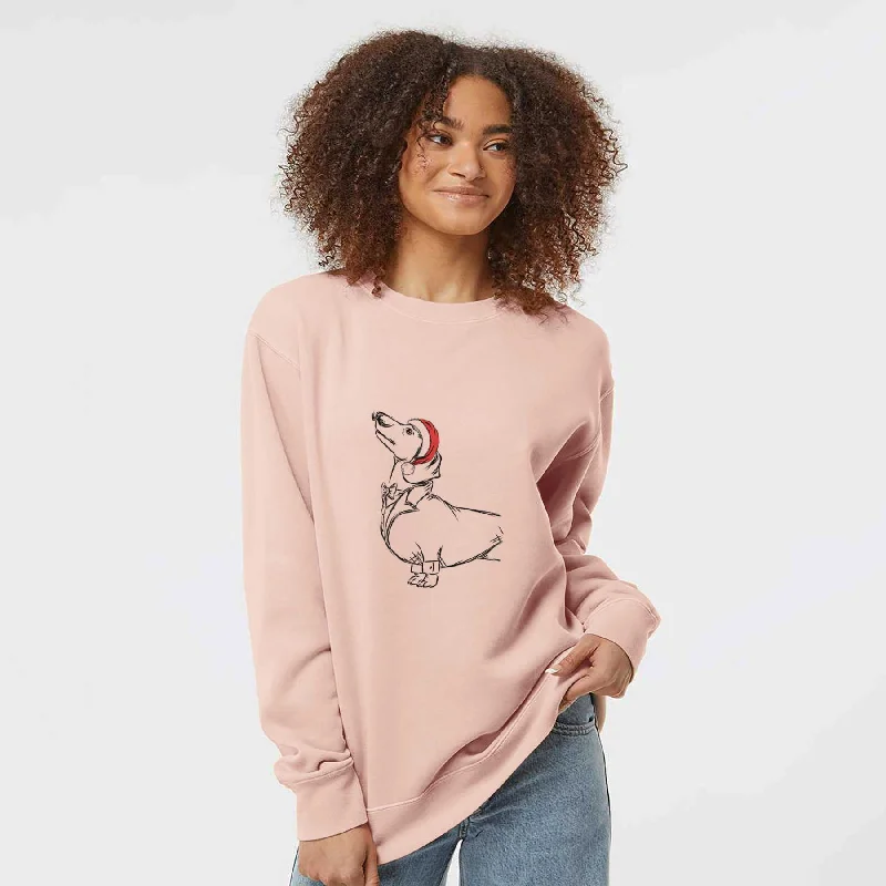 Limited Time Offer Santa George the Dachshund - Unisex Pigment Dyed Crew Sweatshirt