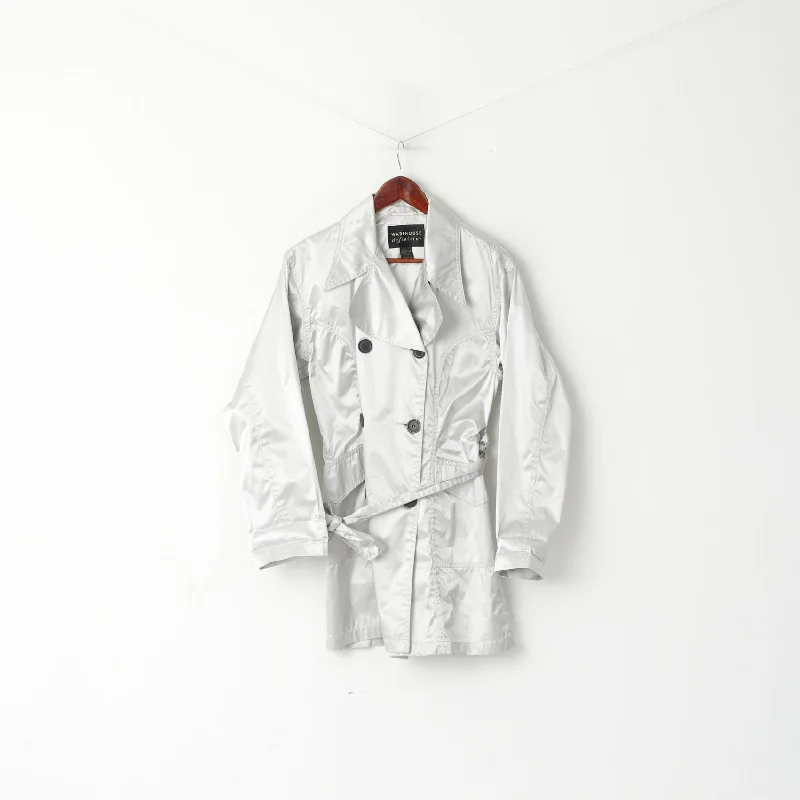 Early Access outdoor adventure coatWarehouse Definitive Women 12 M Jacket Silver Pockets Belted Casual Trench Top