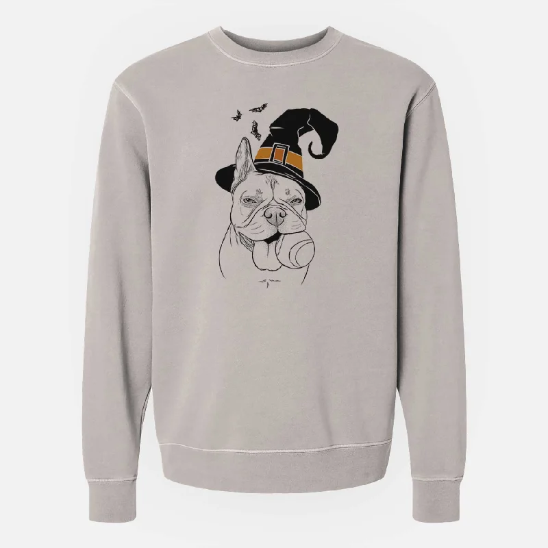 Quick Sale Witch Happy Franco the French Bulldog - Unisex Pigment Dyed Crew Sweatshirt