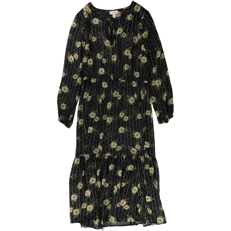 Don't Wait printed dressmaison Jules Womens Floral Midi Dress, Black, Medium