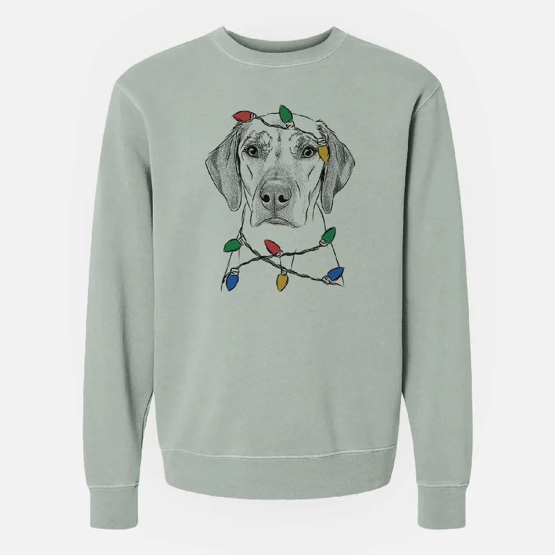 Exclusive Savings Christmas Lights Jenga the Rhodesian Ridgeback - Unisex Pigment Dyed Crew Sweatshirt