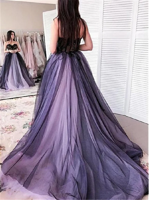 vintage-inspired dressCharming Sweetheart Appliques Ball Gown Tulle Long Prom Dress OP474