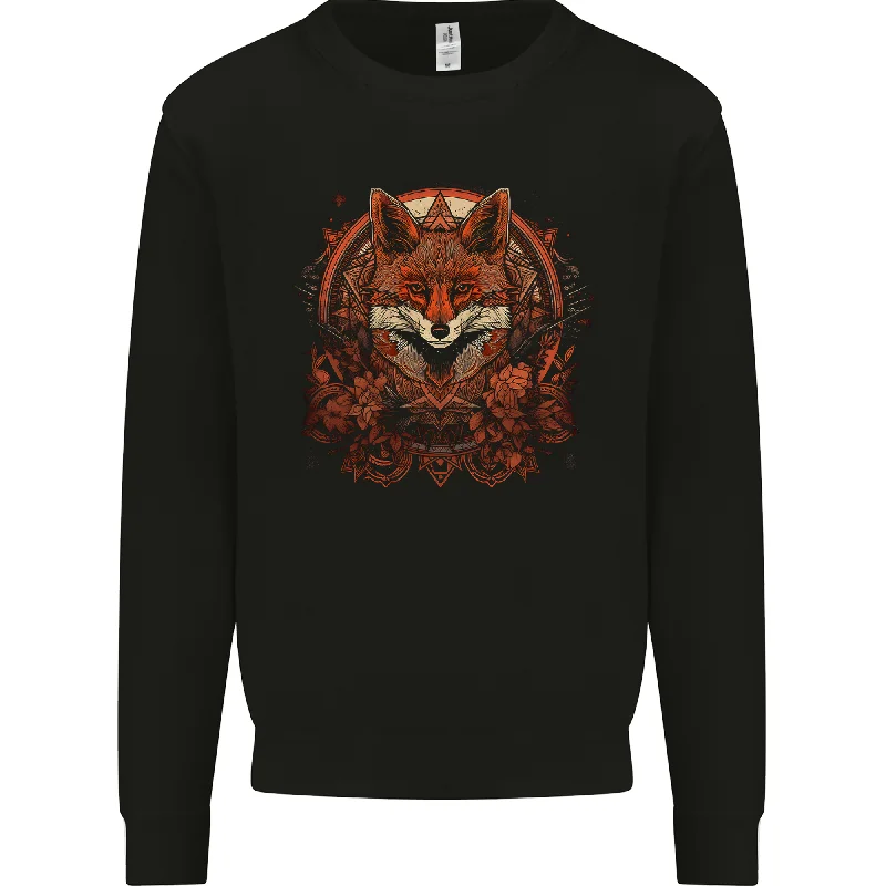 Special Buy fitted workout sweatshirtAn Ornate Polygon Fantasy Fox Mens Sweatshirt Jumper