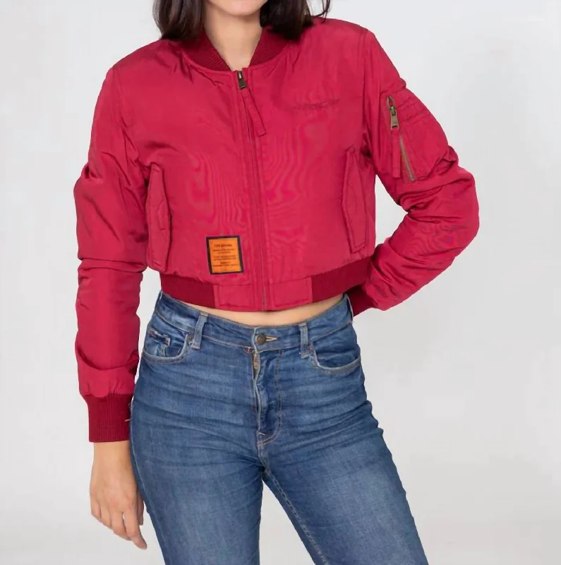 Original Classic Cropped Bomber Jacket In Red