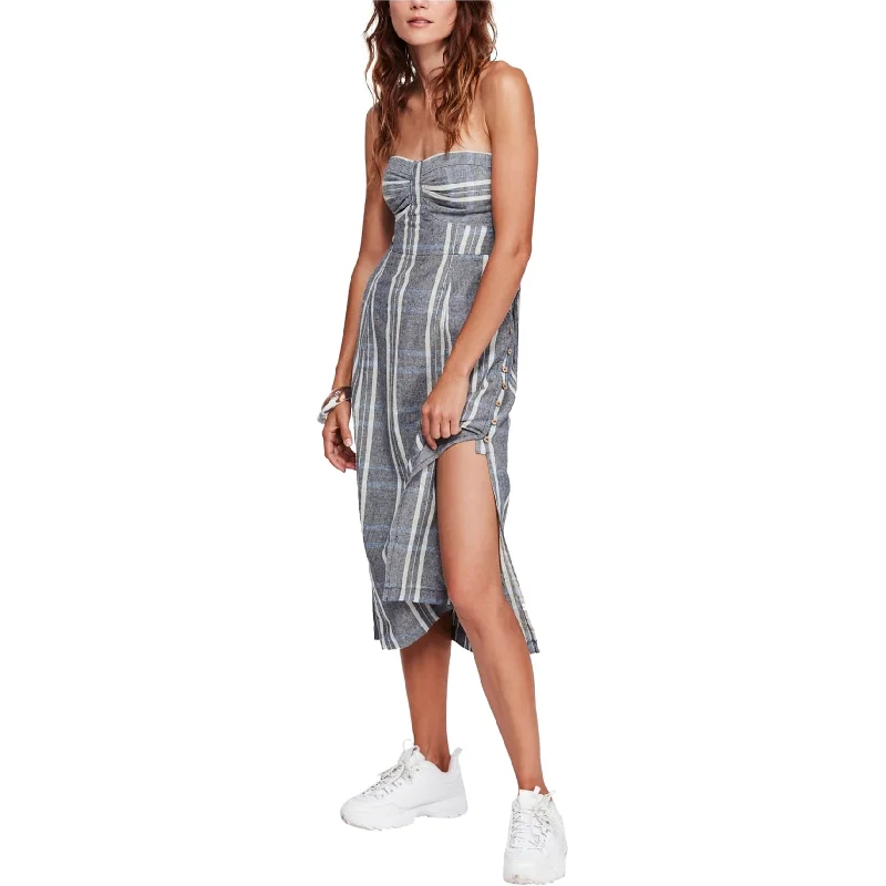 Overstock evening dressFree People Womens Plaid Strapless Dress, Blue, X-Small