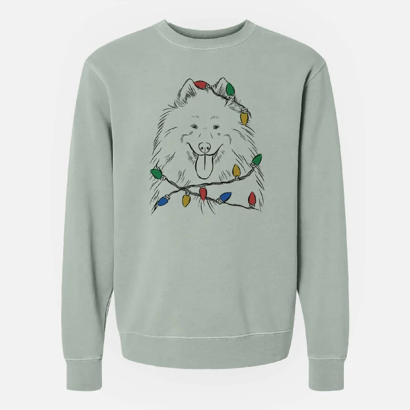 Flash Deals Christmas Lights Nova the Samoyed - Unisex Pigment Dyed Crew Sweatshirt