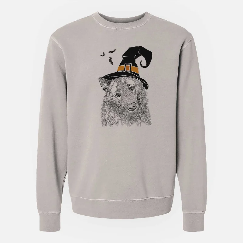 Crazy Deals Witch Mr. Maverick the Keeshond - Unisex Pigment Dyed Crew Sweatshirt