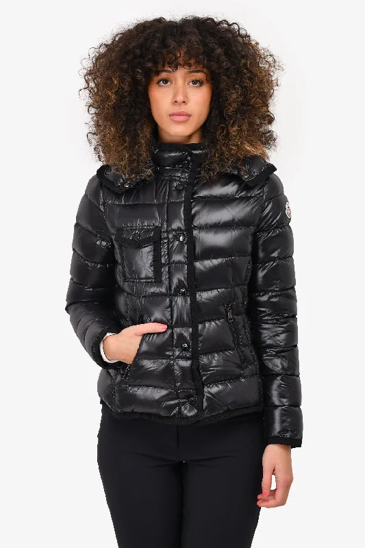 Special Offer oversized puffer coatMoncler Black Down Racoon Fur Hooded 'Armoise' Jacket Size 1