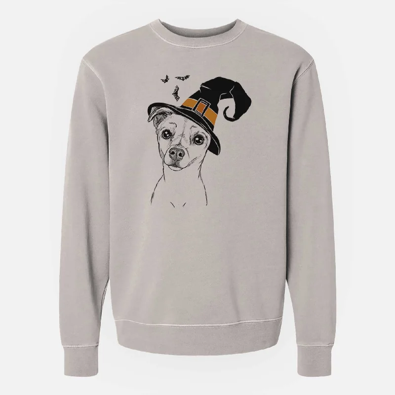 Best Seller Witch Izzy the Chiweenie - Unisex Pigment Dyed Crew Sweatshirt