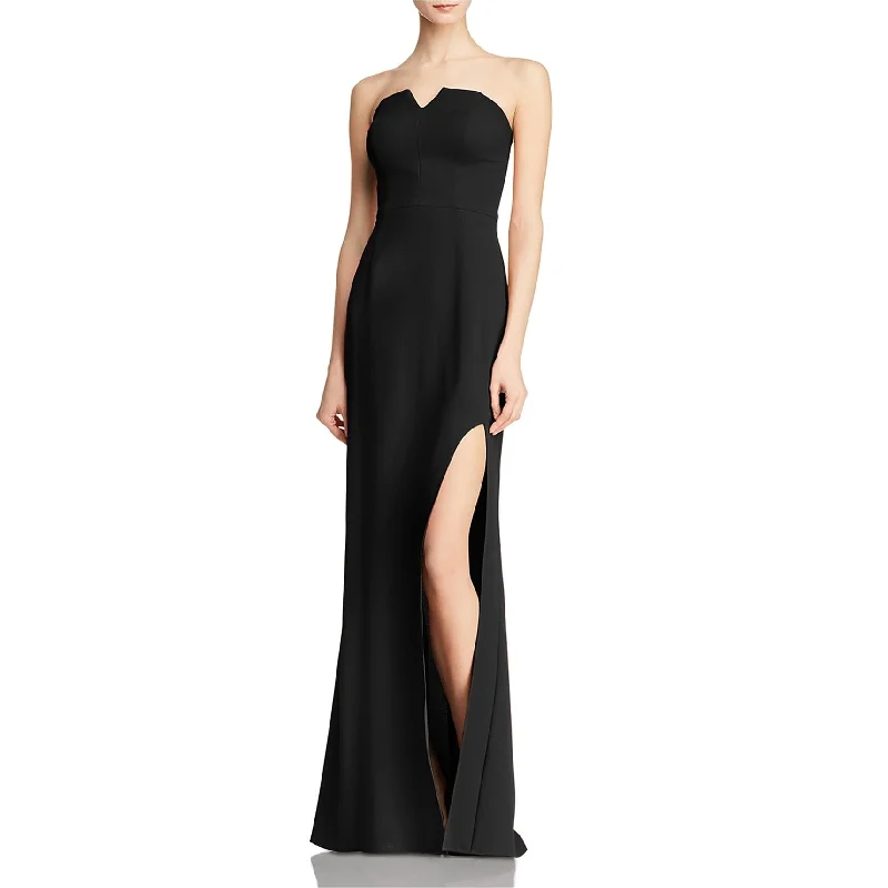Bargain Bin satin midi dressAqua Womens Crepe Side Slit Gown Maxi Sheath Strapless Dress, Black, 10 Bargain Bin satin midi dressAqua Womens Crepe Side Slit Gown Maxi Sheath Strapless Dress, Black, 10