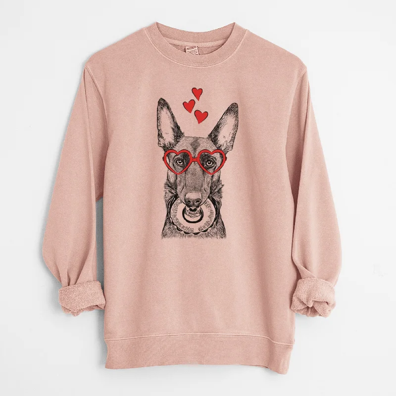 Act Now Valentine Juno the Belgian Malinois - Unisex Pigment Dyed Crew Sweatshirt