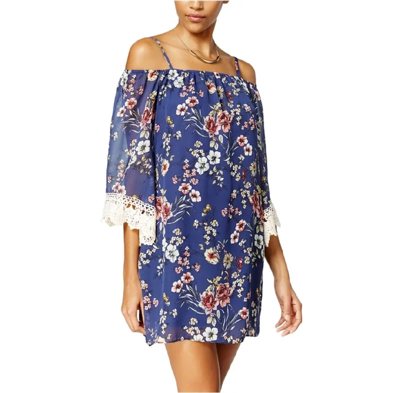 Low Prices boho dressBCX Womens Floral Off The Shoulder Sheath Dress, Blue, Large