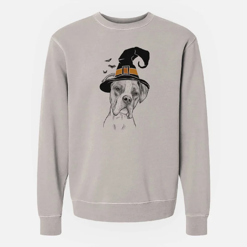 Bonus Savings comfortable athletic sweatshirtWitch Winston the Boxer - Unisex Pigment Dyed Crew Sweatshirt