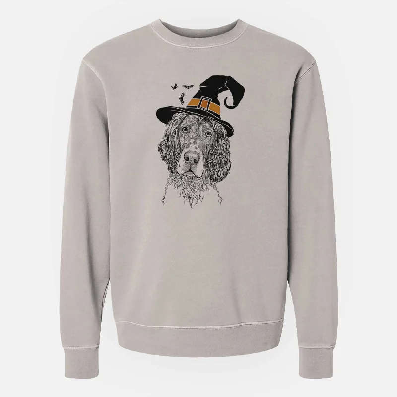 vibrant athletic hoodieWitch Sir Rexford the Blue Belton English Setter - Unisex Pigment Dyed Crew Sweatshirt