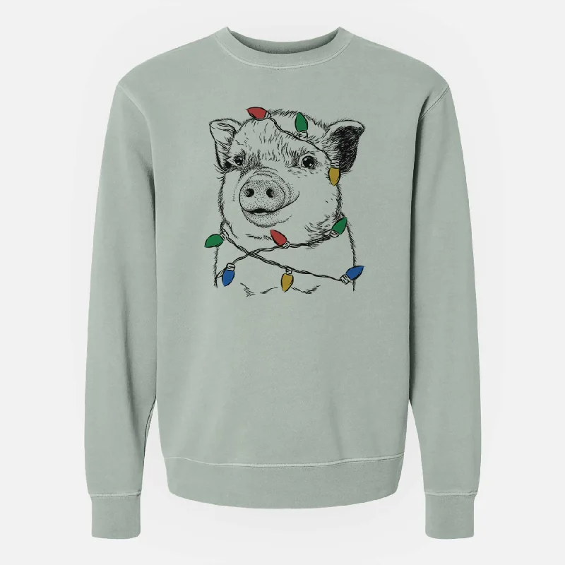 Discount Days Christmas Lights Kevin the Spotted Pig - Unisex Pigment Dyed Crew Sweatshirt