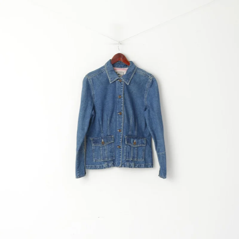 Referral Discount functional coatCaribbean Joe Women M Denim Jacket Blue Cotton Pocket Buttons Front Jeans Top