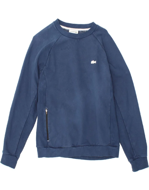 Final Markdown LACOSTE Mens Sweatshirt Jumper Size 4 Medium Navy Blue Cotton