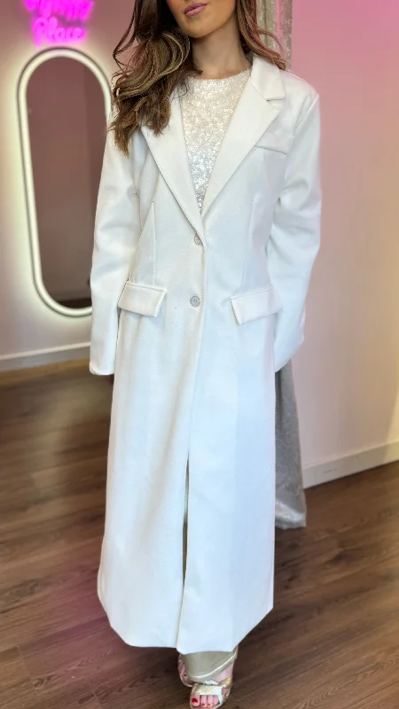 slim fit coatAlexia Ivory Collared Midi Length Coat