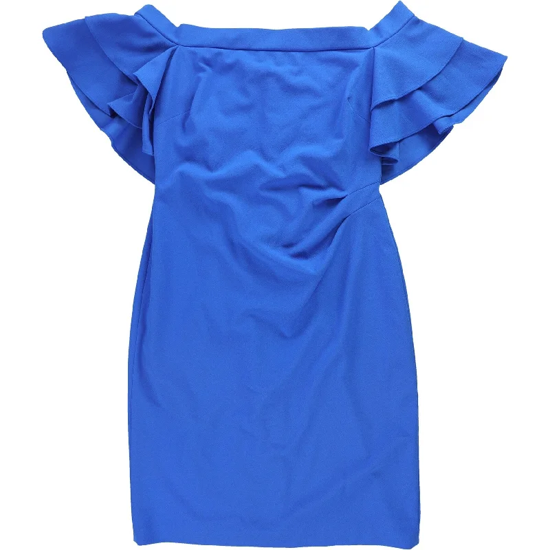 Inventory Reduction off-shoulder dressRalph Lauren Womens Ruffle Cocktail Off-Shoulder Dress, Blue, 12