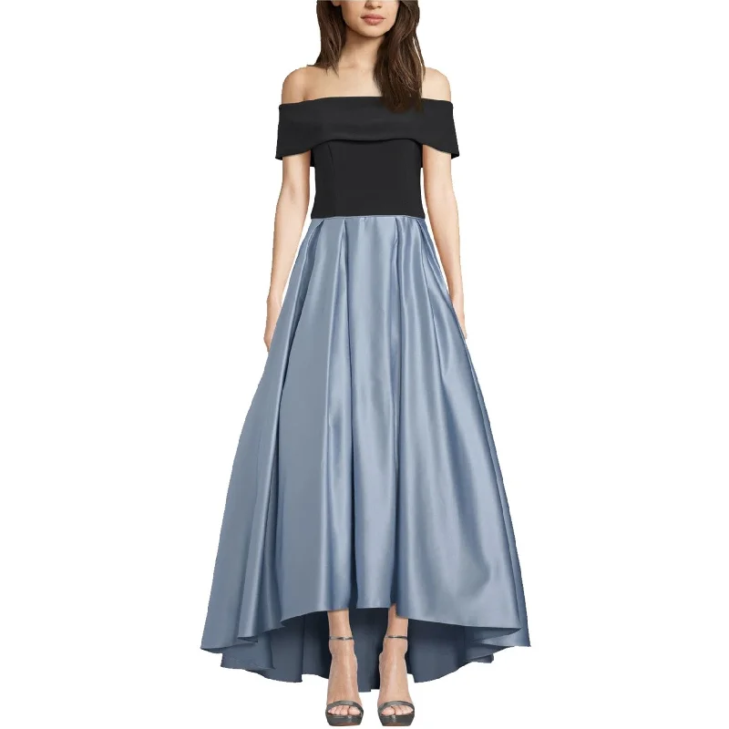 Super Sale ruffle dressBetsy & Adam Womens Two Tone High Low Gown Dress, Blue, 8