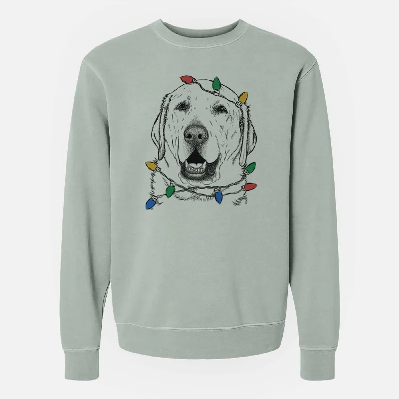 Markdown Madness performance gym sweatshirtChristmas Lights Sparks the Labrador Retriever - Unisex Pigment Dyed Crew Sweatshirt