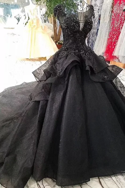Today’s Special party-ready dressStunning Cap Sleeves Ball Gown Black Long Quinceanera Dresses Today’s Special party-ready dressStunning Cap Sleeves Ball Gown Black Long Quinceanera Dresses