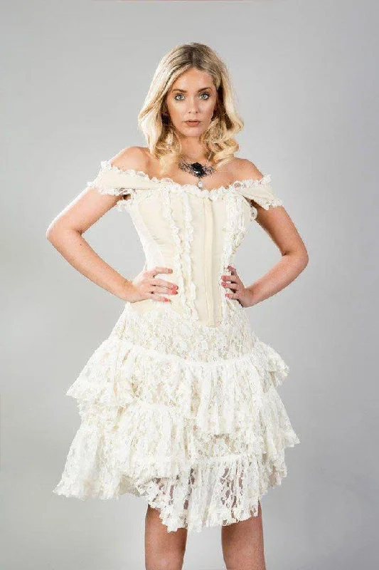 Early Bird Discount sleek dressSophia Knee Length Corset Dress In Cream Taffeta