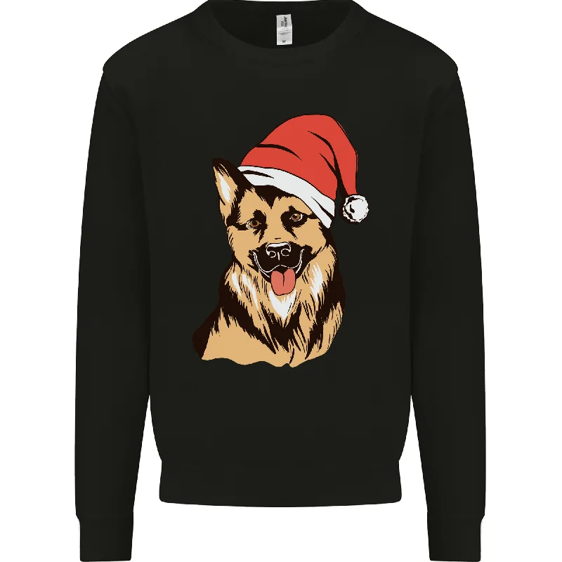 Act Now Christmas German Shepherd Dog Xmas Alsatian Mens Sweatshirt Jumper