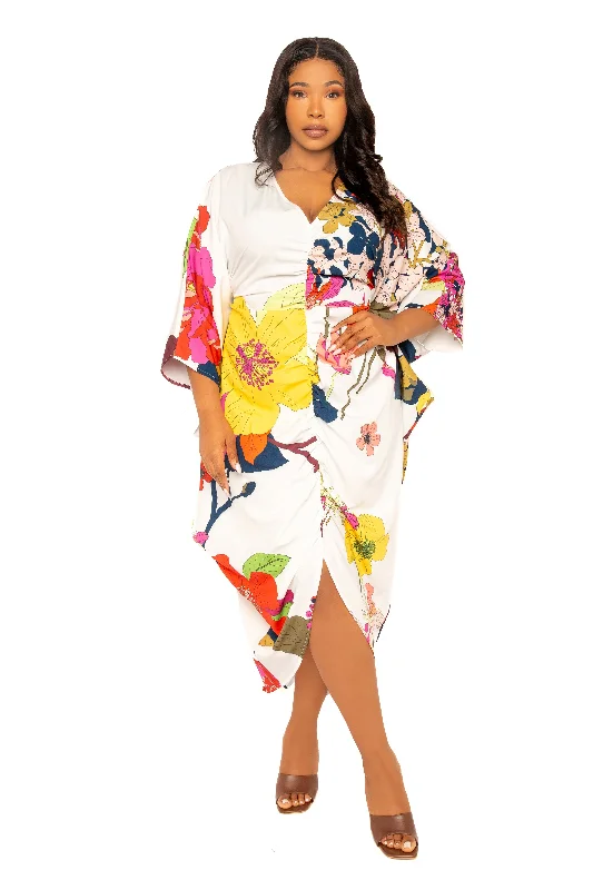 Huge Savings long sleeve dressPrinted Cinch Waist Kaftan Dress