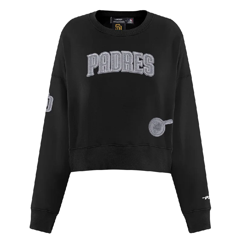 Exclusive Online Offer MLB SAN DIEGO PADRES REVERSE FRENCH TERRY WOMEN'S FLC CREWNECK (BLACK)