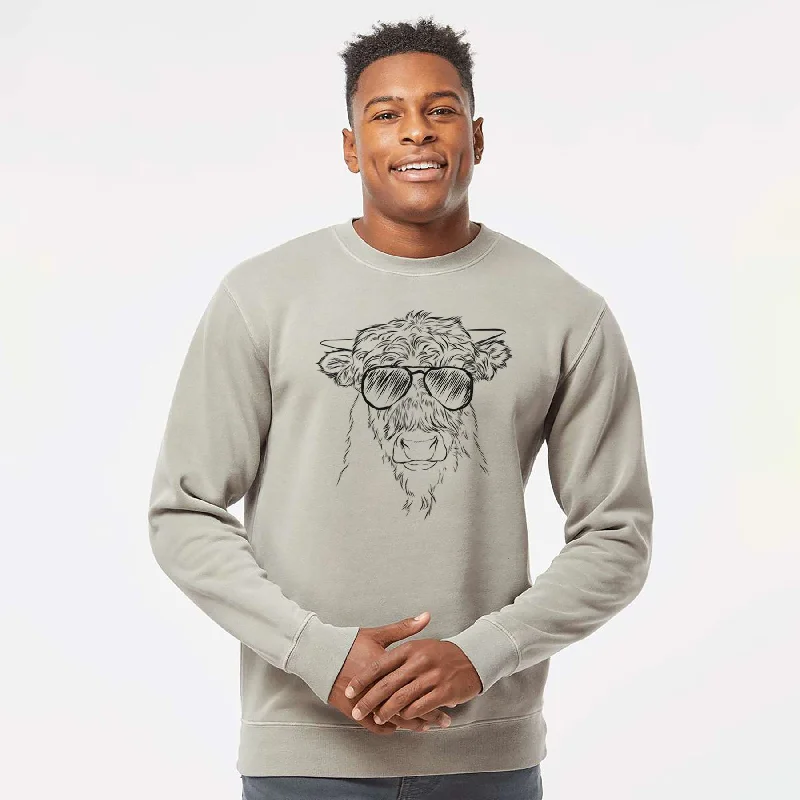 slim fit workout hoodieAviator Mack the Scottish Highland Cow - Unisex Pigment Dyed Crew Sweatshirt