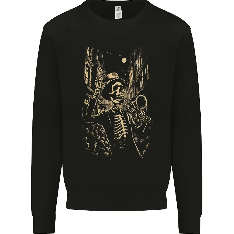 Exclusive Online Offer Day of the Dead Skeleton Trumpet DOTD Skull Mens Sweatshirt Jumper