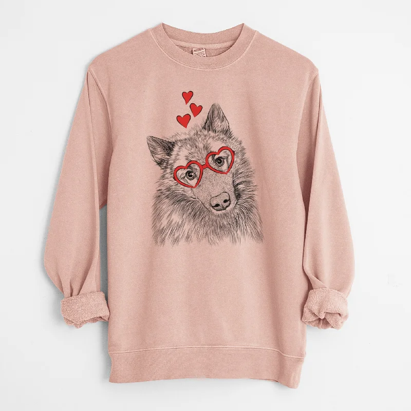 Closeout Valentine Mr. Maverick the Keeshond - Unisex Pigment Dyed Crew Sweatshirt