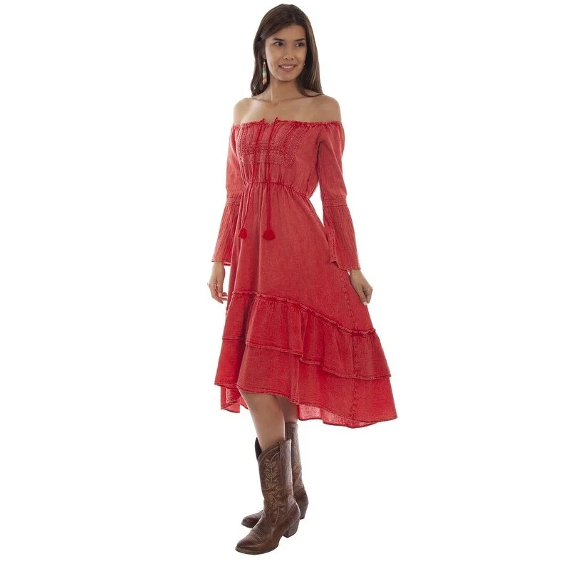 summer dressScully Western Dress Womens Long Sleeve Off Shoulder F0_PSL-249