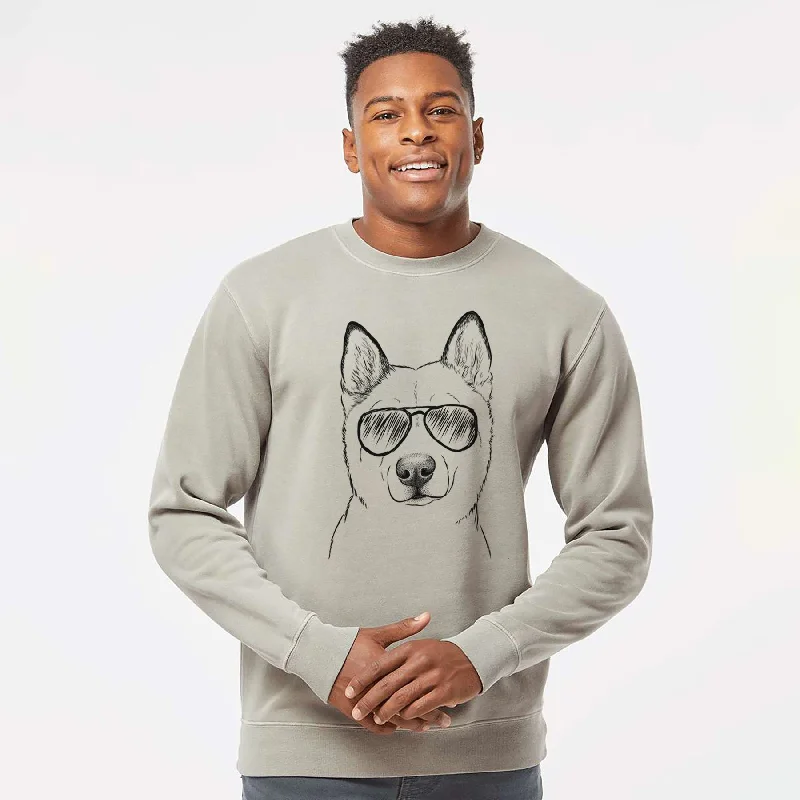 sleek sports hoodieAviator London the Siberian Husky - Unisex Pigment Dyed Crew Sweatshirt