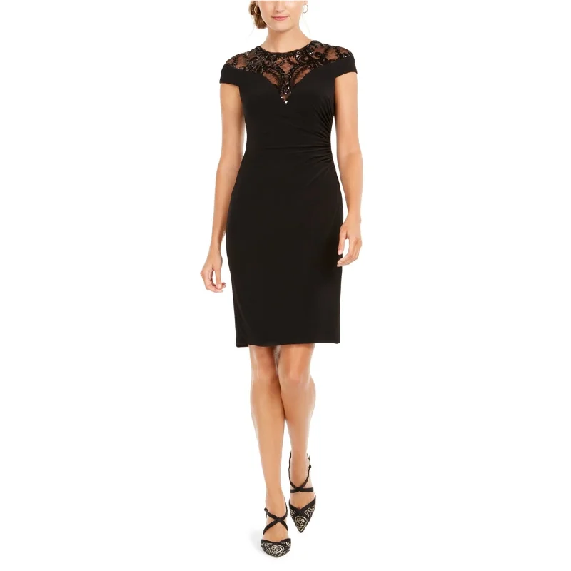 Huge Savings A-line dressAdrianna Papell Womens Sequin Jersey Dress, Black, 8