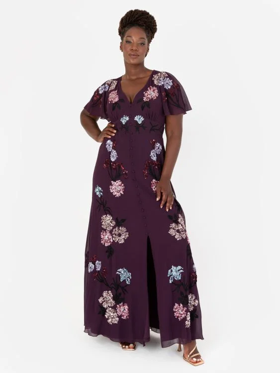 Special Savings romantic dressMaya Embellished Plus Size Flutter Sleeve Purple Maxi Tea Dress Special Savings romantic dressMaya Embellished Plus Size Flutter Sleeve Purple Maxi Tea Dress